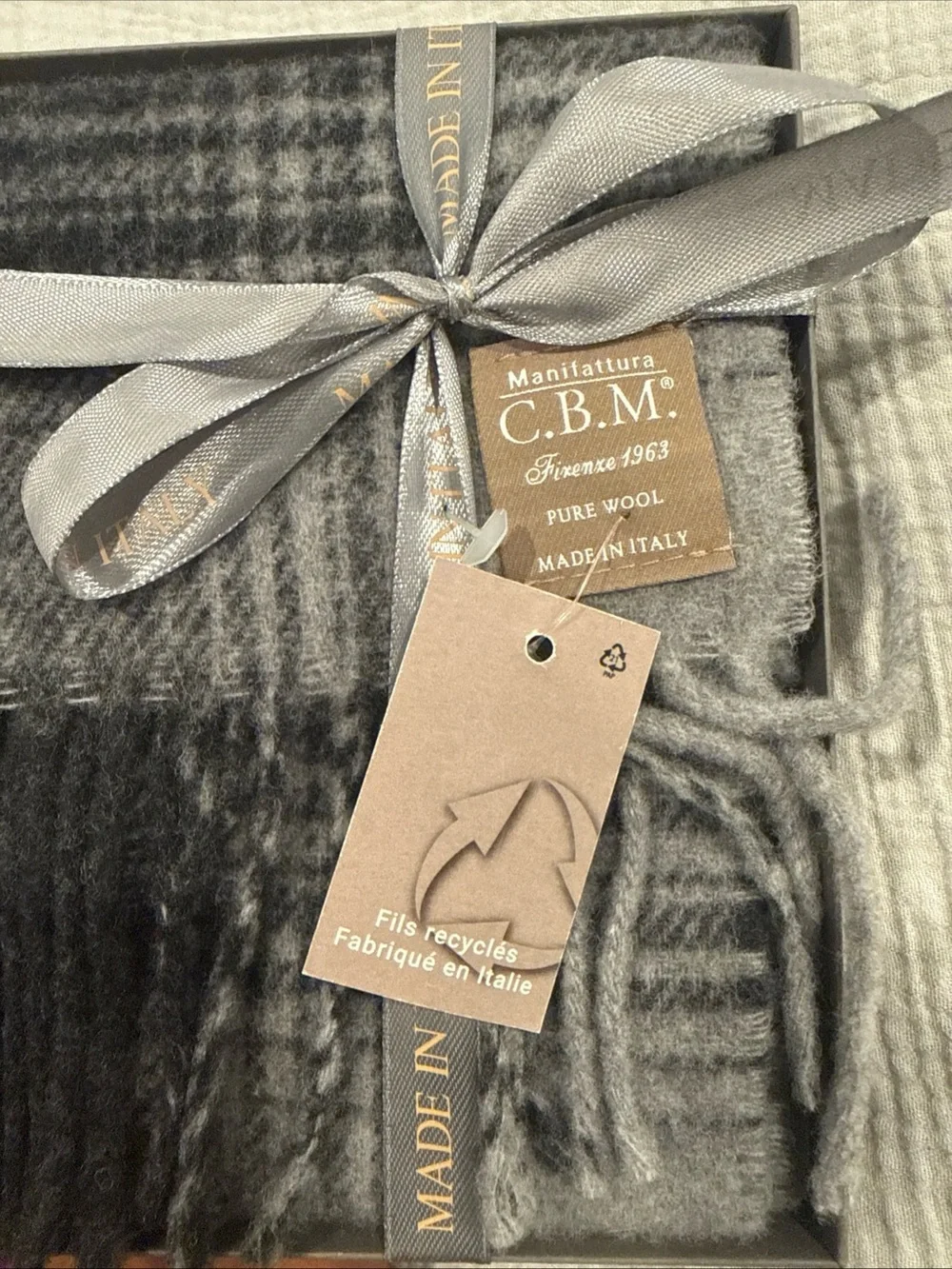 Manifattura C.B.M. Men’s Scarf  Grey Black Color